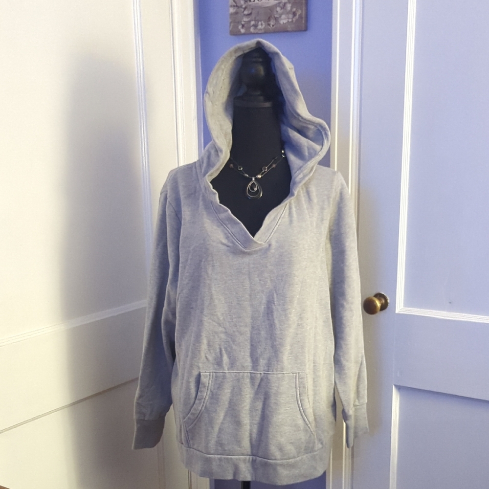 Cozy Gray V-Neck Women's Hoodie Sweater
